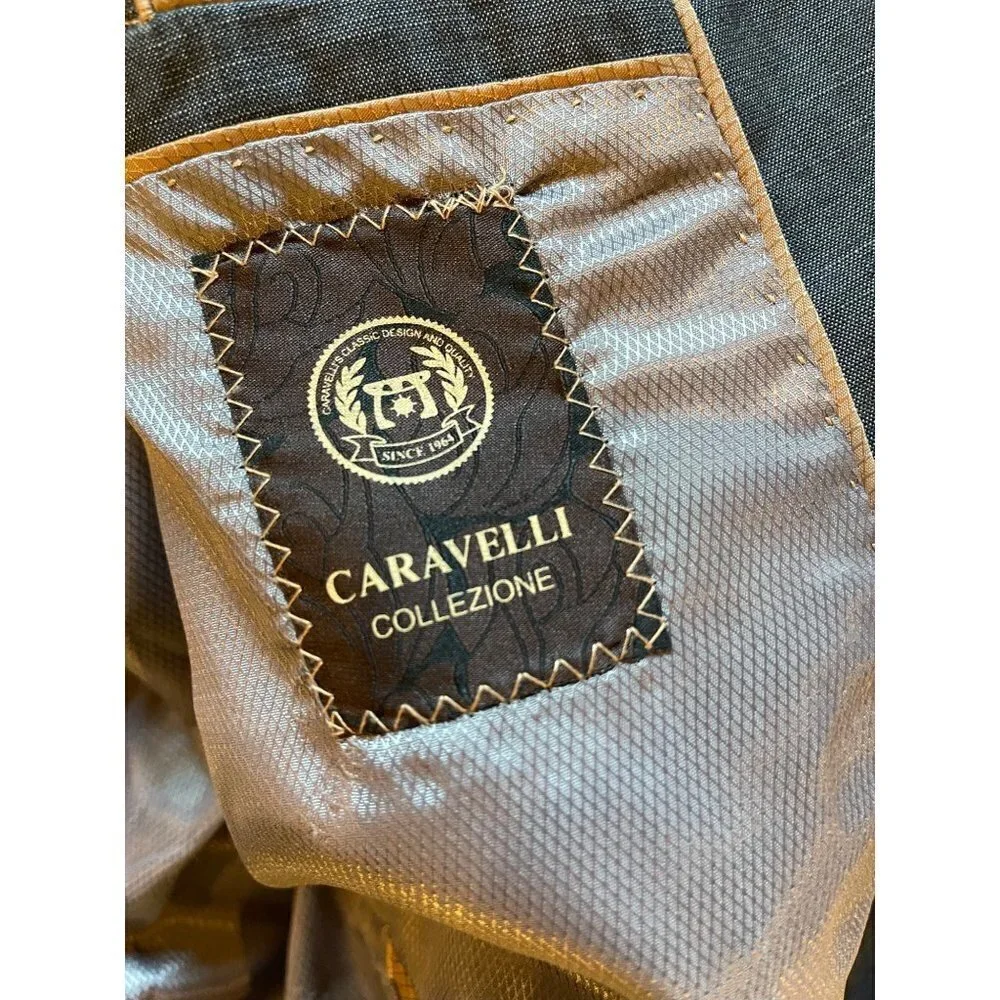 Caravelli Collezione Gray Single Breasted Two Button Close Oxford Blazer Size 44